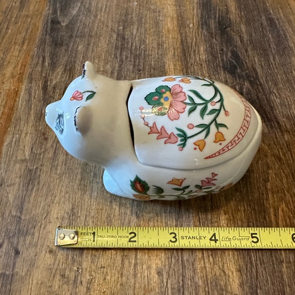 Vintage Panda Hand Painted Floral Ceramic Trinket Box by Prstige - Picture 6 of 8